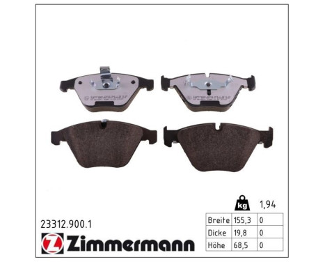 Bromsbeläggssats, skivbroms rd:z 23312.900.1 Zimmermann, bild 2