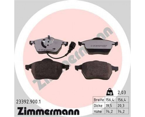 Bromsbeläggssats, skivbroms rd:z 23392.900.1 Zimmermann