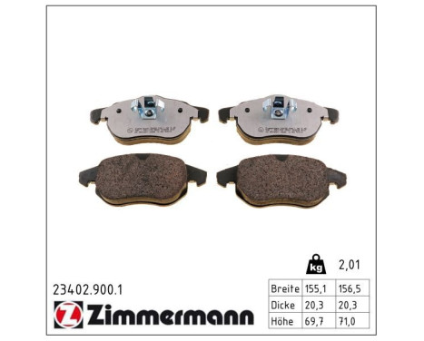 Bromsbeläggssats, skivbroms rd:z 23402.900.1 Zimmermann