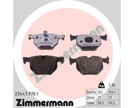 Bromsbeläggssats, skivbroms rd:z 23447.970.1 Zimmermann