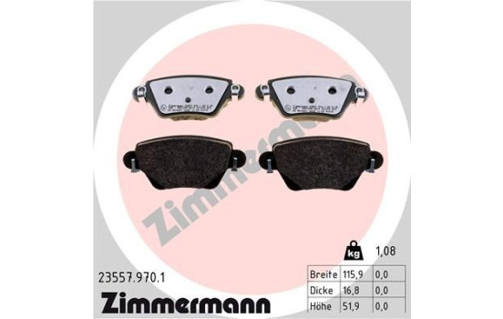 Bromsbeläggssats, skivbroms rd:z 23557.970.1 Zimmermann