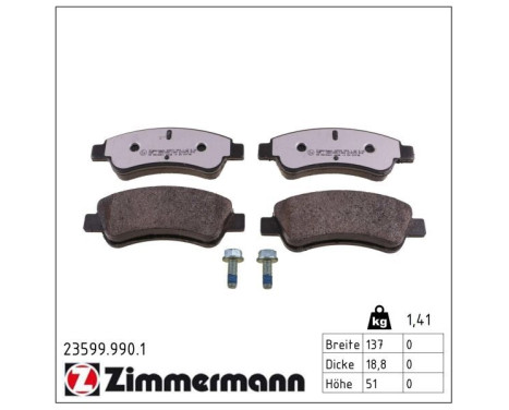Bromsbeläggssats, skivbroms rd:z 23599.990.1 Zimmermann, bild 2