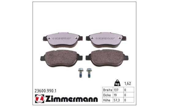 Bromsbeläggssats, skivbroms rd:z 23600.990.1 Zimmermann, bild 2