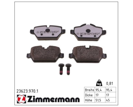 Bromsbeläggssats, skivbroms rd:z 23623.970.1 Zimmermann, bild 2