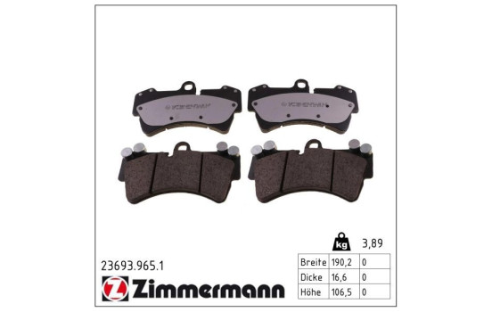 Bromsbeläggssats, skivbroms rd:z 23693.965.1 Zimmermann, bild 2