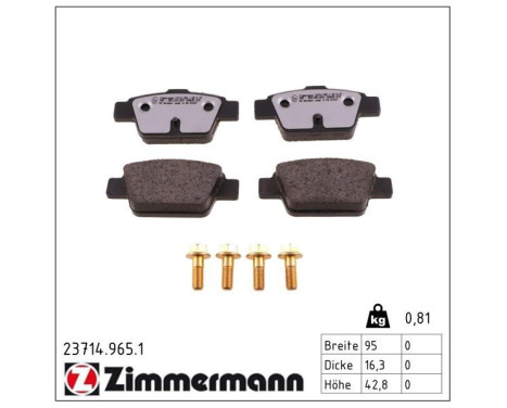 Bromsbeläggssats, skivbroms rd:z 23714.965.1 Zimmermann, bild 2