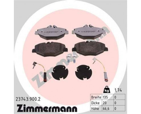 Bromsbeläggssats, skivbroms rd:z 23743.900.2 Zimmermann