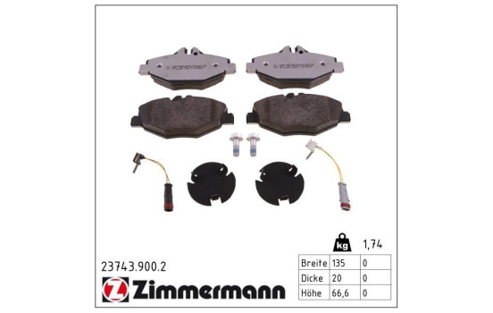Bromsbeläggssats, skivbroms rd:z 23743.900.2 Zimmermann, bild 2