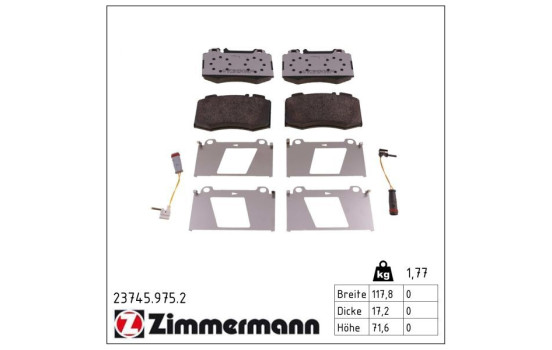 Bromsbeläggssats, skivbroms rd:z 23745.975.2 Zimmermann, bild 2