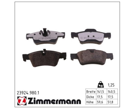 Bromsbeläggssats, skivbroms rd:z 23924.980.1 Zimmermann, bild 2