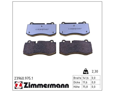 Bromsbeläggssats, skivbroms rd:z 23960.975.1 Zimmermann