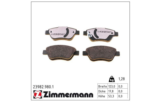 Bromsbeläggssats, skivbroms rd:z 23982.980.1 Zimmermann