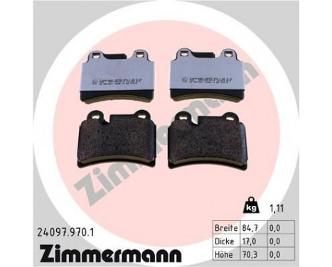 Bromsbeläggssats, skivbroms rd:z 24097.970.1 Zimmermann