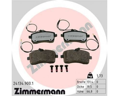 Bromsbeläggssats, skivbroms rd:z 24134.900.1 Zimmermann