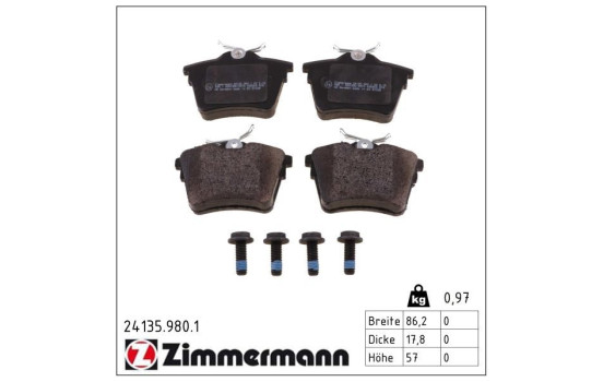 Bromsbeläggssats, skivbroms rd:z 24135.980.1 Zimmermann, bild 2