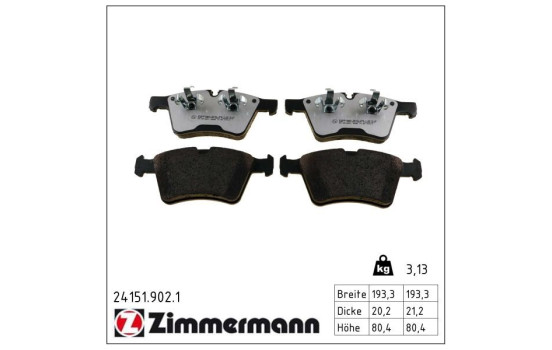 Bromsbeläggssats, skivbroms rd:z 24151.902.1 Zimmermann