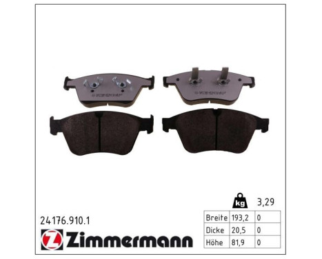 Bromsbeläggssats, skivbroms rd:z 24176.910.1 Zimmermann, bild 2