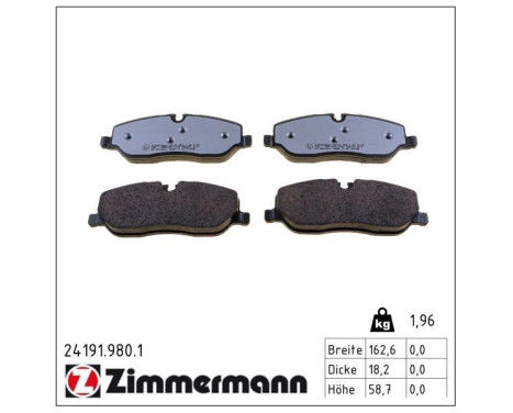 Bromsbeläggssats, skivbroms rd:z 24191.980.1 Zimmermann