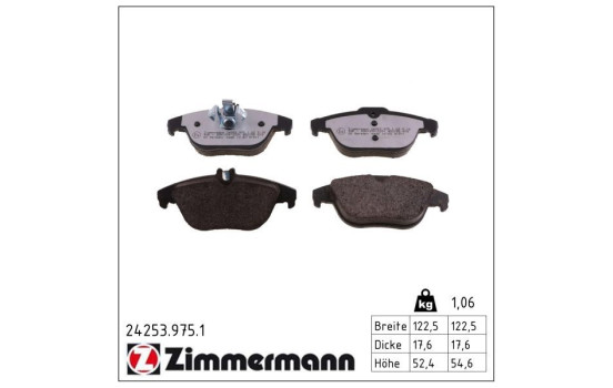 Bromsbeläggssats, skivbroms rd:z 24253.975.1 Zimmermann, bild 2