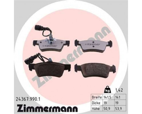 Bromsbeläggssats, skivbroms rd:z 24367.990.1 Zimmermann