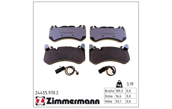 Bromsbeläggssats, skivbroms rd:z 24455.970.2 Zimmermann