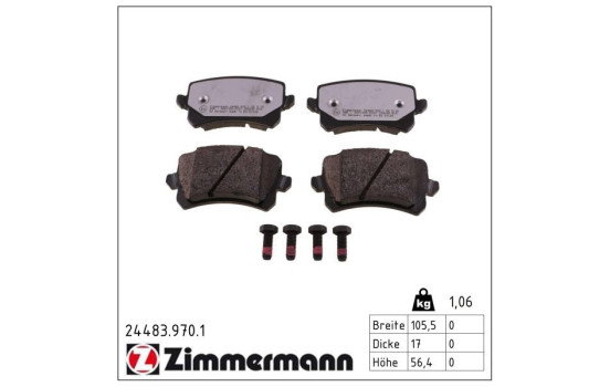 Bromsbeläggssats, skivbroms rd:z 24483.970.1 Zimmermann, bild 2