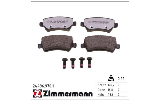 Bromsbeläggssats, skivbroms rd:z 24496.970.1 Zimmermann, bild 2