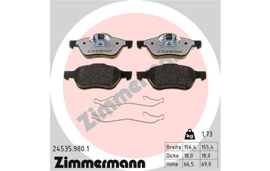 Bromsbeläggssats, skivbroms rd:z 24535.980.1 Zimmermann