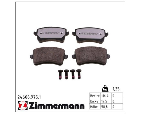 Bromsbeläggssats, skivbroms rd:z 24606.975.1 Zimmermann, bild 2