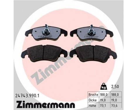 Bromsbeläggssats, skivbroms rd:z 24743.990.1 Zimmermann