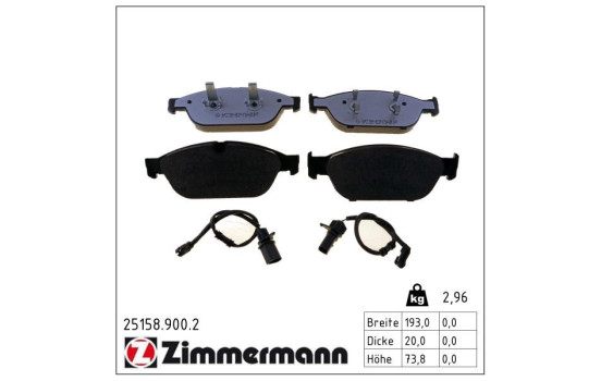 Bromsbeläggssats, skivbroms rd:z 25158.900.2 Zimmermann, bild 2