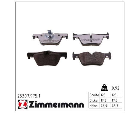 Bromsbeläggssats, skivbroms rd:z 25307.975.1 Zimmermann, bild 2