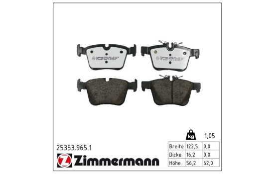 Bromsbeläggssats, skivbroms rd:z 25353.965.1 Zimmermann