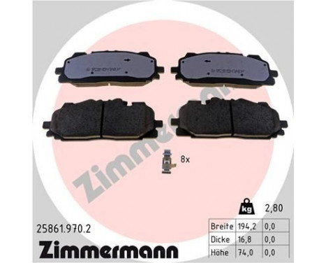 Bromsbeläggssats, skivbroms rd:z 25861.970.2 Zimmermann, bild 2