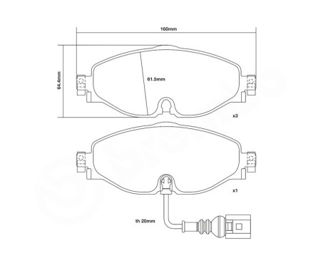 Högpresterande bromsbeläggssats 07.B314.93 Brembo, bild 3