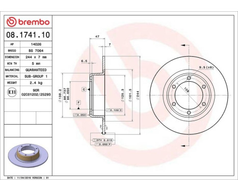 Bromsskiva 08.1630.10 Brembo, bild 4