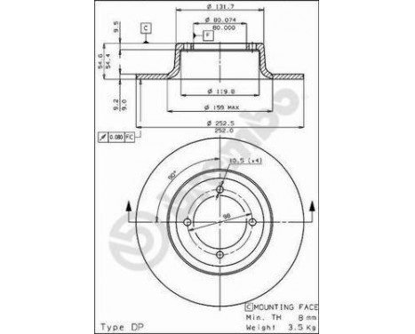 Bromsskiva 08.1757.20 Brembo, bild 2