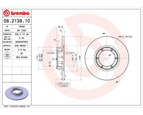 Bromsskiva 08.2138.10 Brembo, bild 3