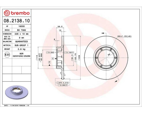 Bromsskiva 08.2138.10 Brembo, bild 4