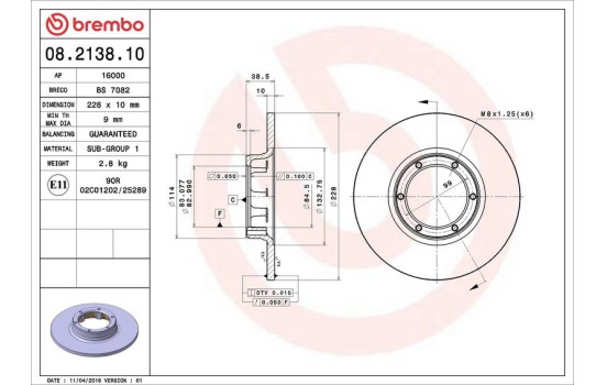 Bromsskiva 08.2138.10 Brembo, bild 4