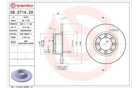 Bromsskiva 08.2714.20 Brembo, bild 5