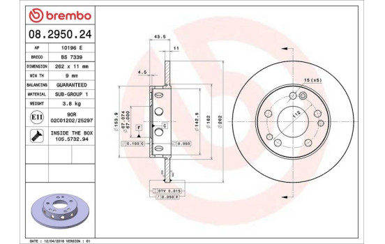 Bromsskiva 08.2950.24 Brembo, bild 4