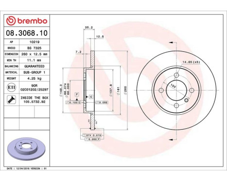 Bromsskiva 08.3068.10 Brembo, bild 4