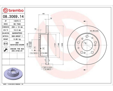 Bromsskiva 08.3069.14 Brembo, bild 4