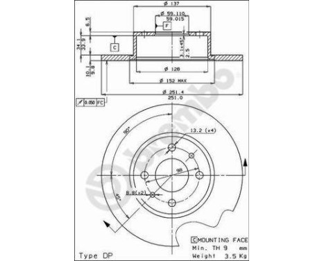 Bromsskiva 08.3126.14 Brembo, bild 2