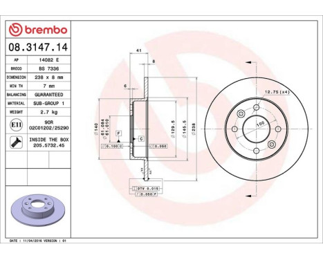 Bromsskiva 08.3147.14 Brembo, bild 4