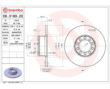 Bromsskiva 08.3189.20 Brembo, bild 4