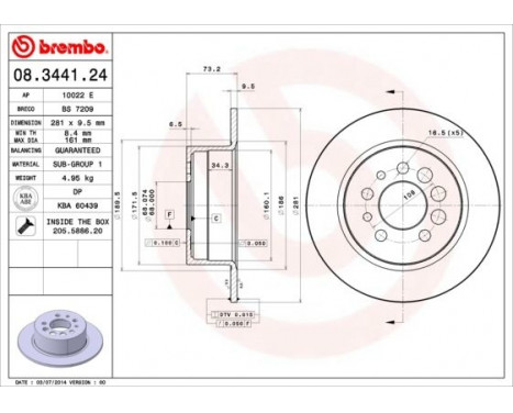 Bromsskiva 08.3441.24 Brembo, bild 2