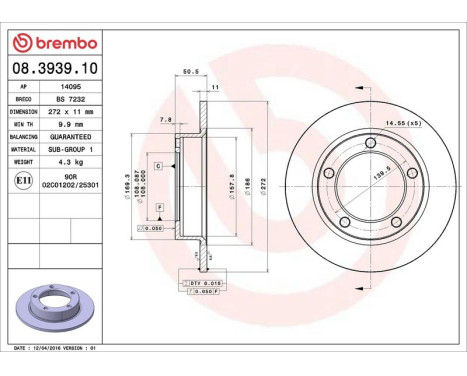Bromsskiva 08.3939.10 Brembo, bild 4
