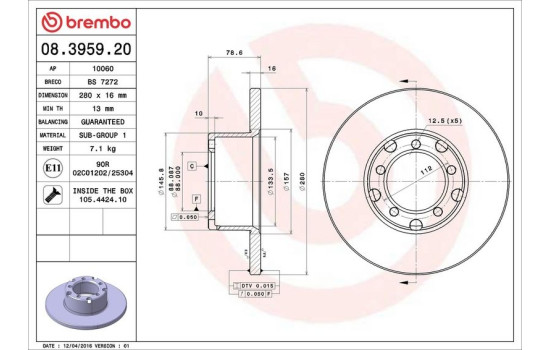 Bromsskiva 08.3959.20 Brembo, bild 4
